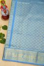Venkatagiri Silk Bottle Green Saree With Floral Jaal And Peacocks Body