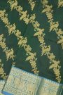 Venkatagiri Silk Bottle Green Saree With Floral Jaal And Peacocks Body