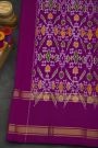 Ikat Silk Dual Colour Saree With Gap Border