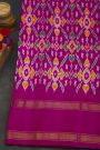 Ikat Silk Dual Colour Saree With Gap Border