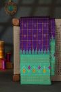 Ikat Silk Purple Saree With Florals And Leaves Border