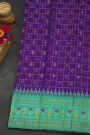Ikat Silk Purple Saree With Florals And Leaves Border