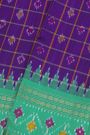 Ikat Silk Purple Saree With Florals And Leaves Border