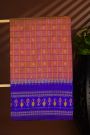 Ikat Silk Rust Saree With Checks And Floral Buttis Body