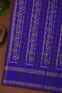 Ikat Silk Rust Saree With Checks And Floral Buttis Body