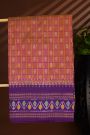 Ikat Silk Rust Saree With Florals And Leaves Jaal Border