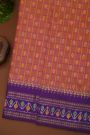Ikat Silk Rust Saree With Florals And Leaves Jaal Border