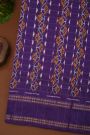 Ikat Silk Rust Saree With Florals And Leaves Jaal Border
