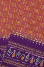 Ikat Silk Rust Saree With Florals And Leaves Jaal Border