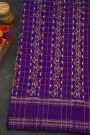Ikat Silk Yellow Saree With Florals And Buttis In Checks Body
