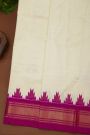 Ikat Silk Off White Saree With Diamonds And Temples Border