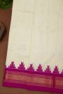 Ikat Silk Off White Saree With Diamonds And Temples Border