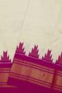 Ikat Silk Off White Saree With Diamonds And Temples Border