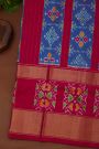 Ikat Silk Blue Saree With Diamonds In Gap Border