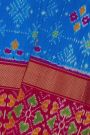 Ikat Silk Blue Saree With Diamonds In Gap Border