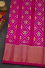 Ikat Silk Bottle Green Saree With Diamonds In Zari And Florals Border