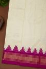 Ikat Silk Off White Saree With Diamonds And Temples Border