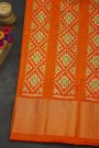 Ikat Silk Royal Blue Saree With Diamonds In Zari And Florals Border
