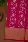 Ikat Silk Yellow Saree With Parrots And Elephant Buttis Body