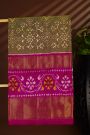 Ikat Silk Dual Colour Saree With Florals And Leaves Jaal Body