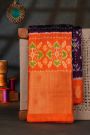 Ikat Silk Violet Saree With Diamonds In Zari And Florals Border