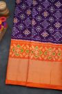 Ikat Silk Violet Saree With Diamonds In Zari And Florals Border
