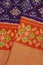 Ikat Silk Violet Saree With Diamonds In Zari And Florals Border