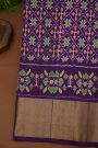 Ikat Silk Navy Blue Saree With Floral And Leaf Pallu