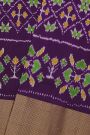 Ikat Silk Navy Blue Saree With Floral And Leaf Pallu