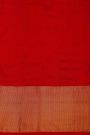Ikat Silk Red Saree With Florals And Leaves Body