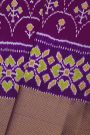 Ikat Silk Purple Saree With Florals And Buttis Body