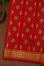 Ikat Silk Royal Blue Saree With Florals And Leaves Body