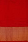 Ikat Silk Red Saree With Florals And Leaves Body