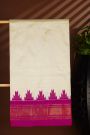 Ikat Silk Off White Saree With Diamonds And Temples Border