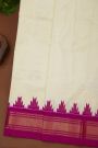 Ikat Silk Off White Saree With Diamonds And Temples Border