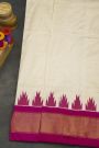 Ikat Silk Off White Saree With Diamonds In Zari Border