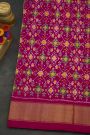 Ikat Silk Off White Saree With Diamonds In Zari Border