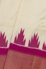 Ikat Silk Off White Saree With Diamonds In Zari Border