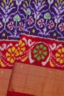 Ikat Silk Royal Blue Saree With Florals And Leaves Jaal Body