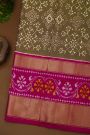 Ikat Silk Dual Colour Saree With Florals And Leaves Body