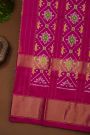 Ikat Silk Dual Colour Saree With Florals And Leaves Body