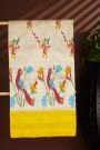 Ikat Silk Off White Saree With Florals And Peacocks Body