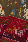 Ikat Silk Dual Colour Saree With Florals Parrots And Elephants Body