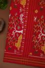 Ikat Silk Multi Colour Saree With Floral Motifs And Red Striped Border