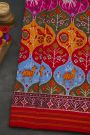 Pochampally Ikat Silk Multi-Colour Saree With Floral And Animal Body
