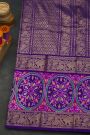 Pochampally Ikat Silk Sky Blue Saree With Peacock And Floral Border