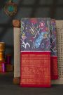 Pochampally Ikat Silk Purple Saree With Floral And Peacock Border