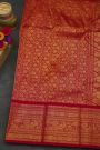 Pochampally Ikat Silk Purple Saree With Floral And Peacock Border