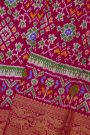 Pochampally Ikat Silk Rani Pink Saree With Floral And Animal Pallaki Border
