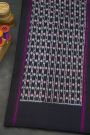 Pochampally Ikat Silk Black Saree With Multicolour Stripe Body